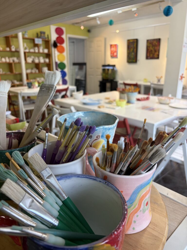 Brushes ready for the party area